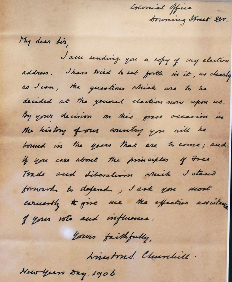 A letter from Winston Churchill was one of the many items for sale at an estate sale at the...