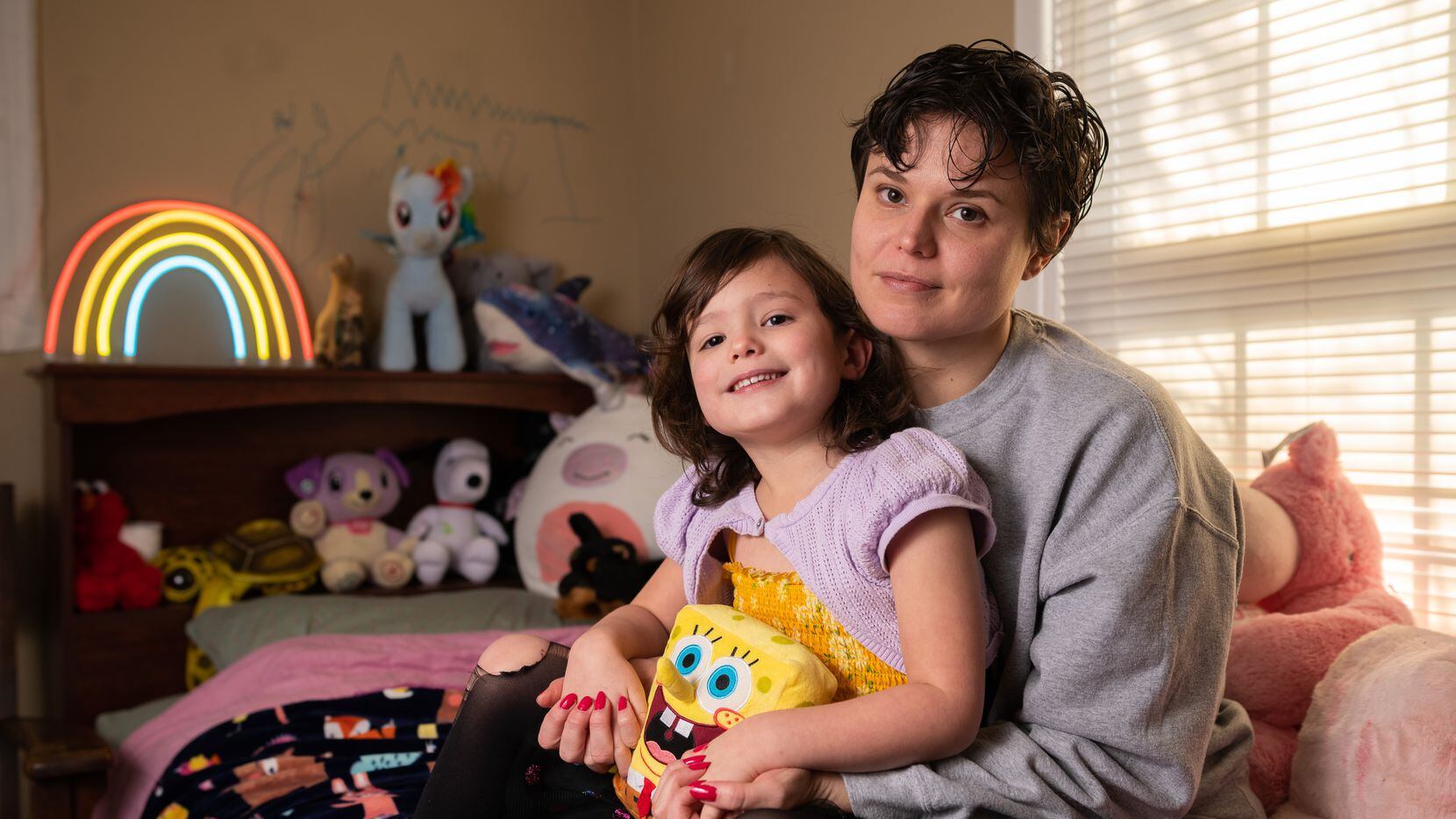 Violet and her trans daughter Isa inside her daughter's bedroom at their home in Dallas, on...
