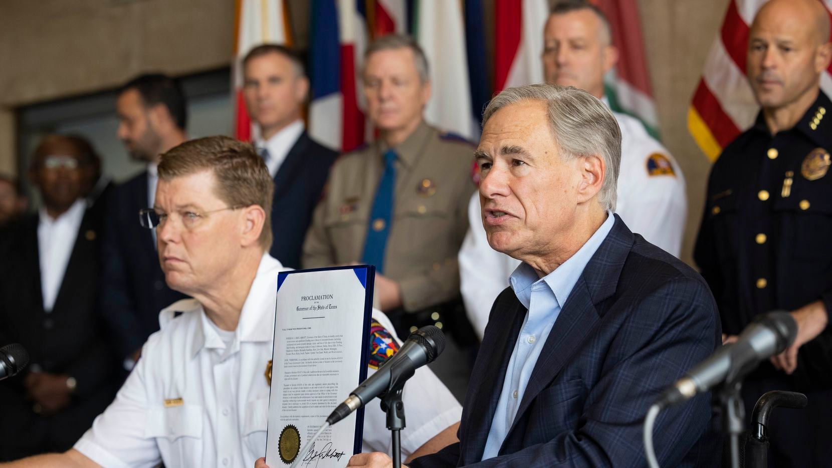 Gov. Greg Abbott held up a disaster declaration for 23 counties impacted by Monday’s severe...