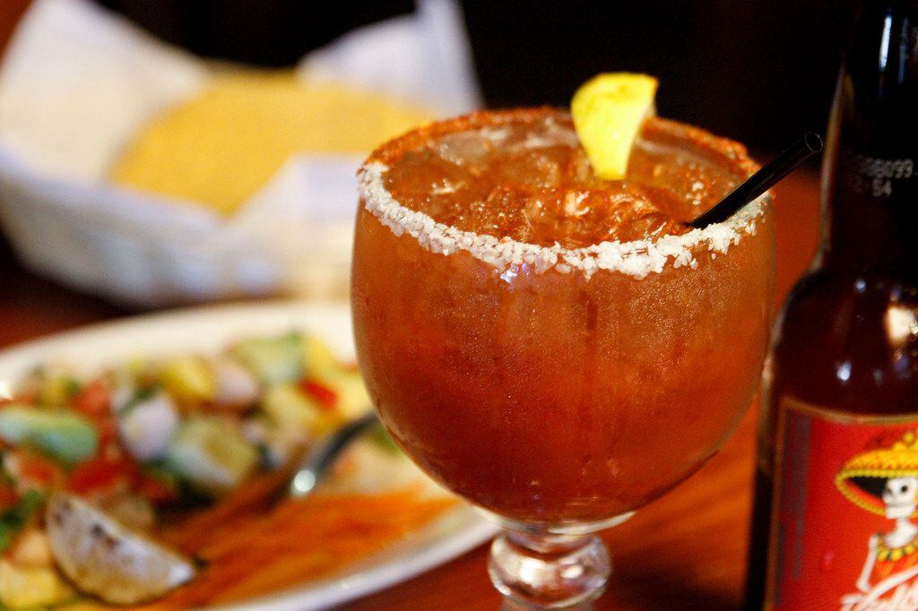 The Clamato drink with Ceviche at Cinco Tacos Cocina & Tequila in Dallas. (Brian Elledge/The...