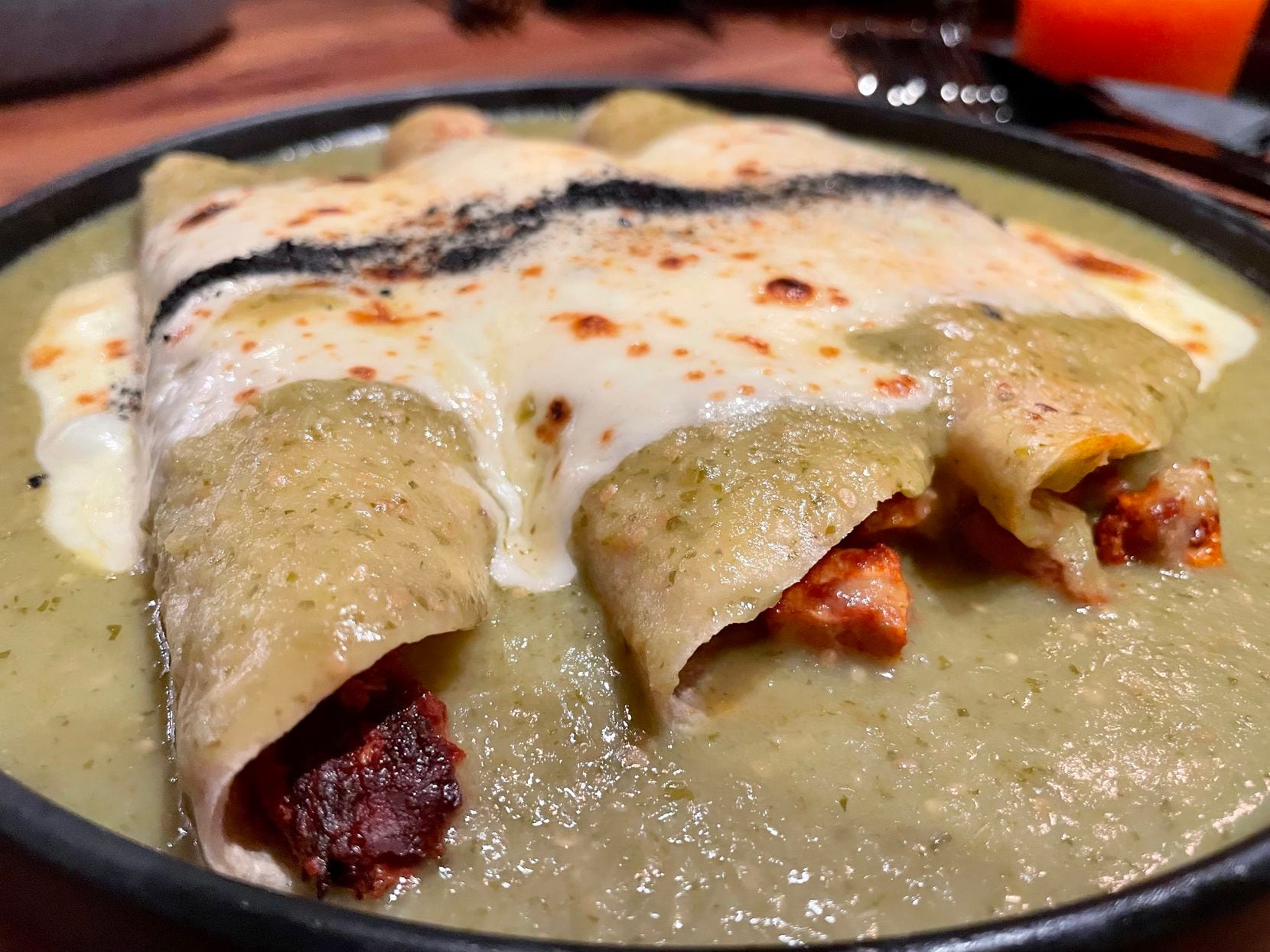 Coste itas Suizas from Atipico in Dallas' Harwood District is a dish of enchiladas with...