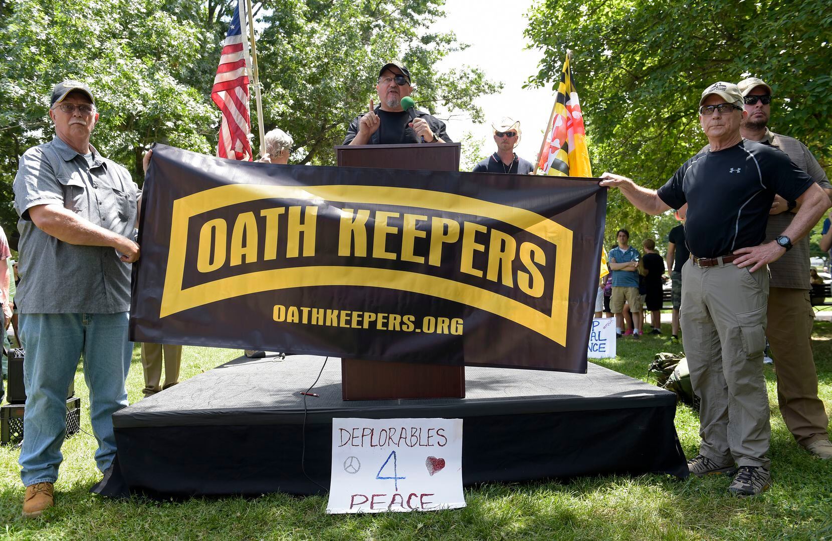 FILE - Stewart Rhodes, founder of the citizen militia group known as the Oath Keepers,...
