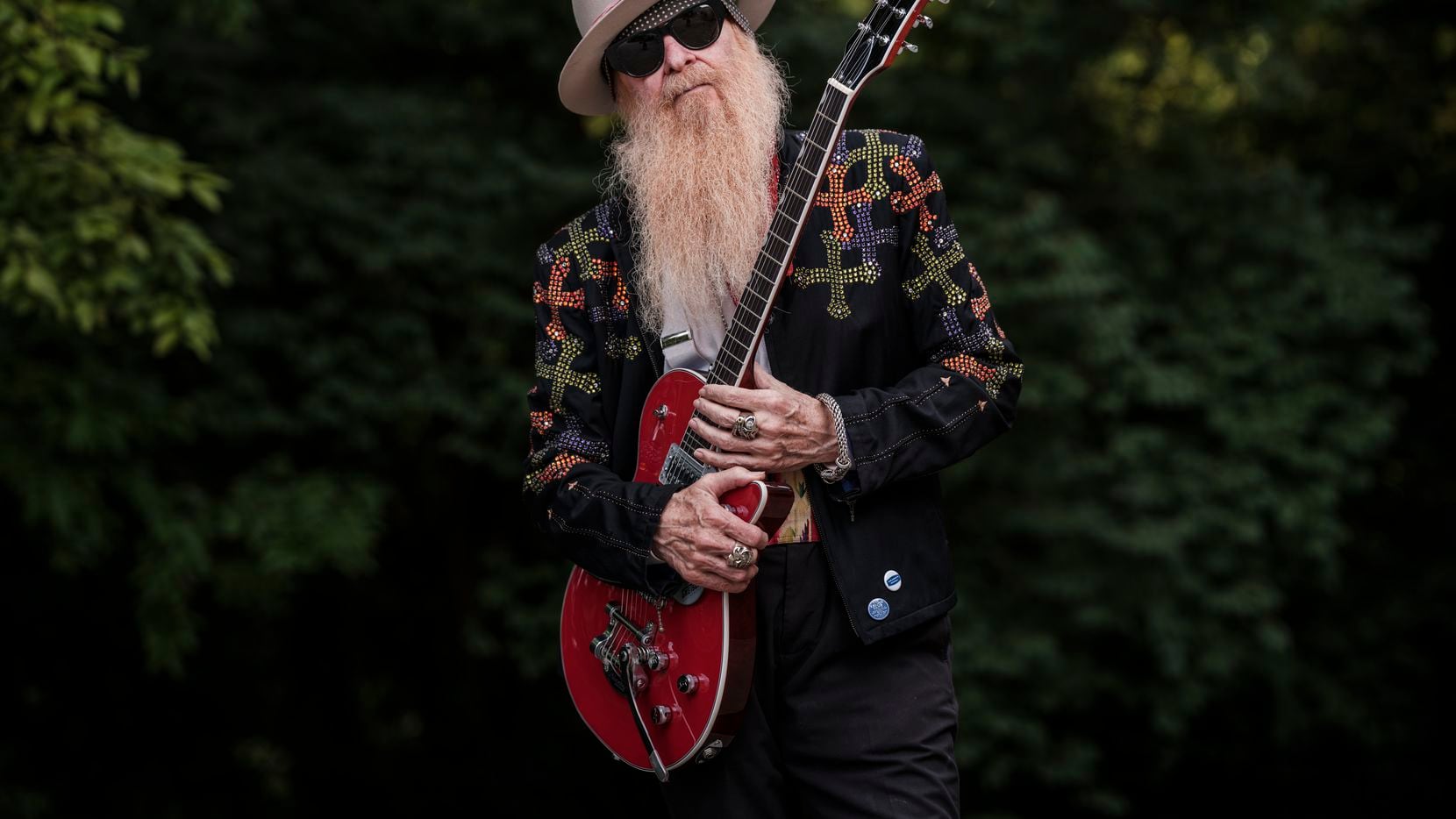 Billy Gibbons of ZZ Top, poses for a portrait outside of his Nashville home on Friday July...