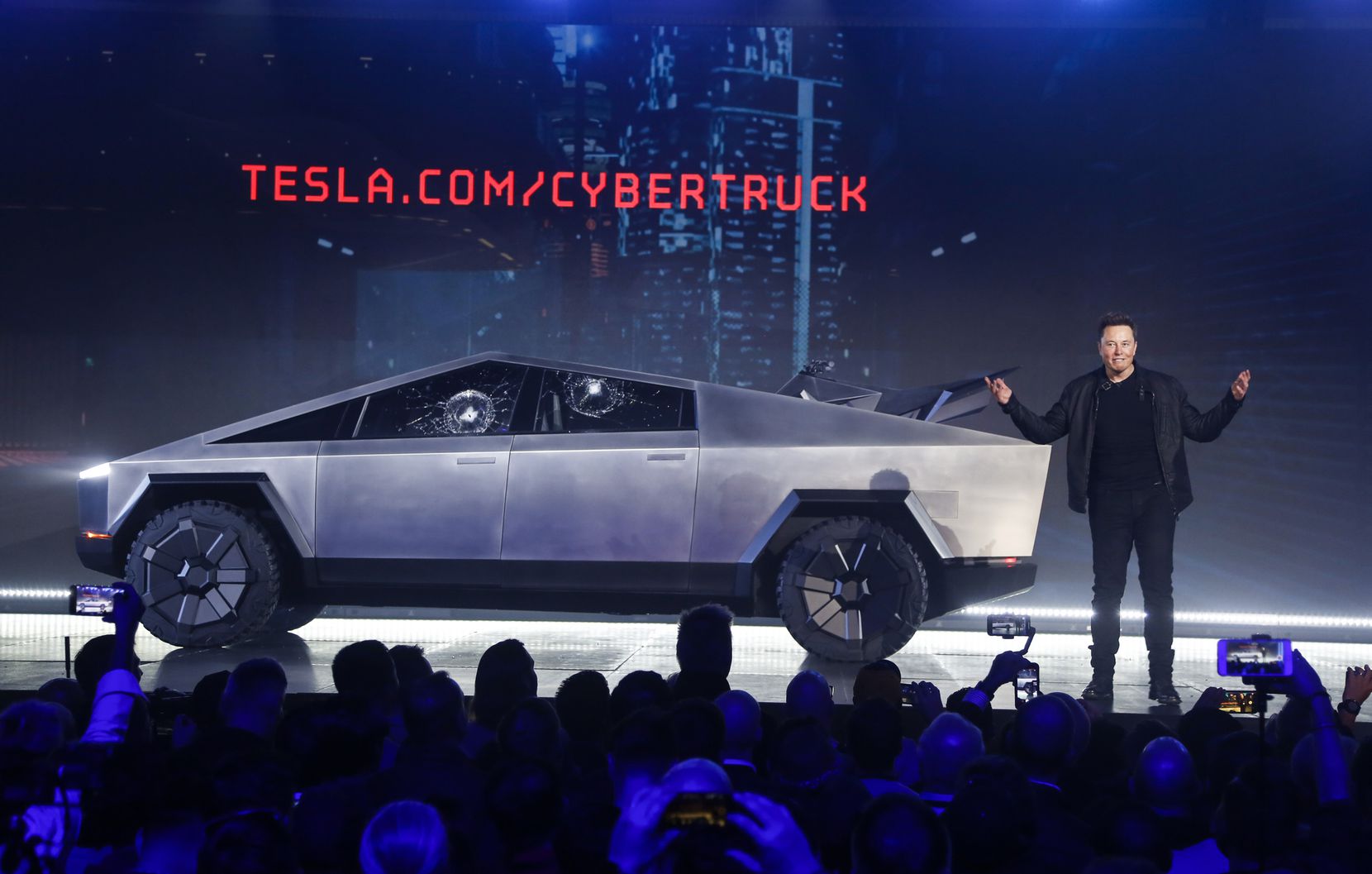 Tesla CEO Elon Musk introduced the Cybertruck at Tesla's design studio in November 2019  in Hawthorne, Calif. 