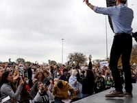 Beto O'Rourke speaks at a rally in Dallas on Sunday, Nov. 21, 2021. The campaign in Dallas began at 2pm  (Rebecca Slezak/The Dallas Morning News)