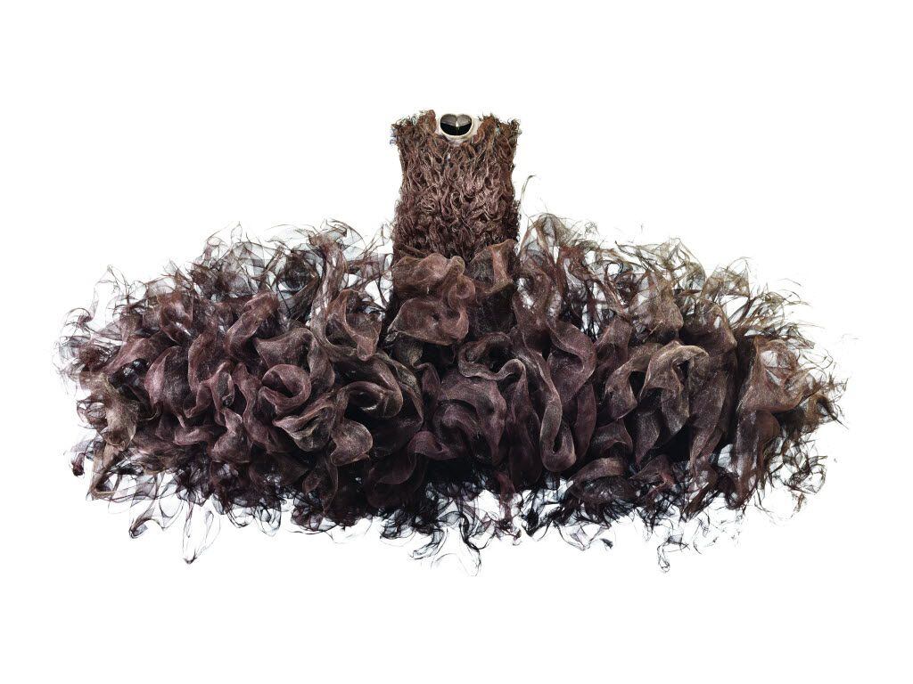 Refinery Smoke, Dress, July 2008; made from untreated woven metal gauze, cow leather and ...