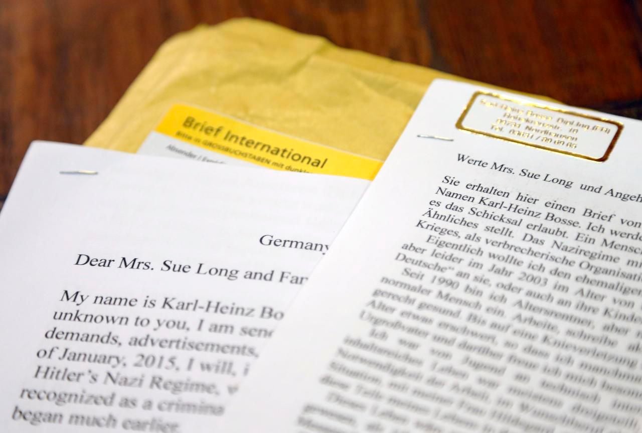 
Sue Long, a widow of a World War II pilot, received this letter from a 90-year-old German...