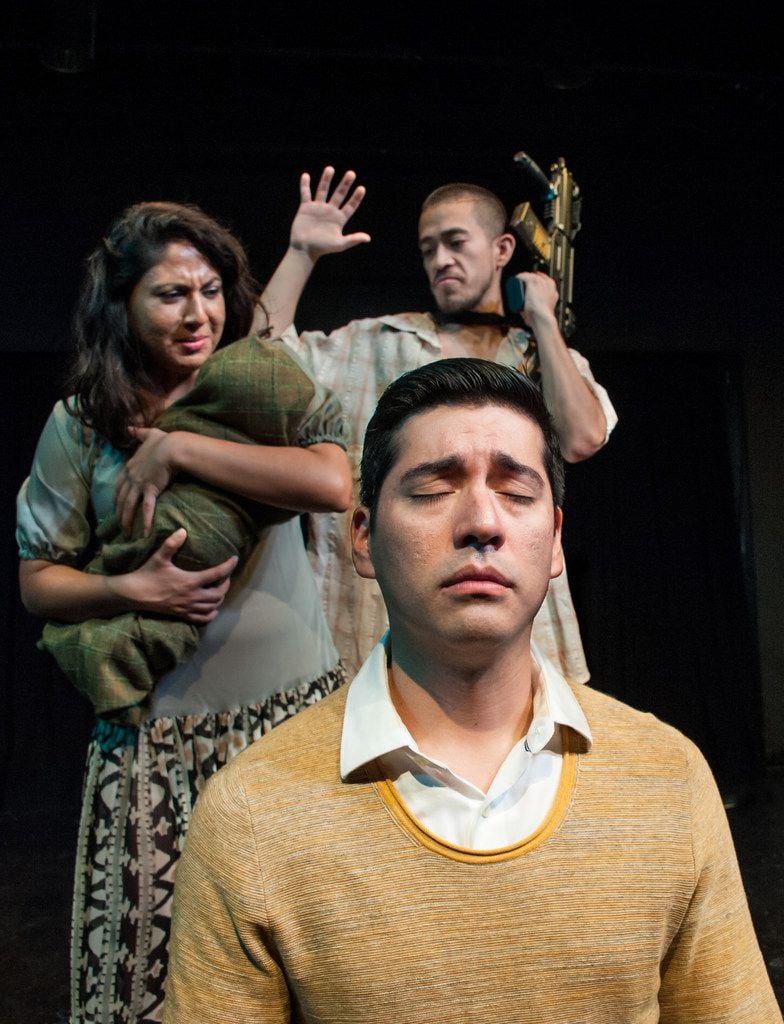 Ivan Jasso, Liz Magallanes and David Zaldivar in a scene from Cara Mia Theatre's Deferred...