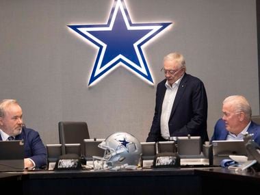 (From left) Dallas Cowboys Head Coach Mike McCarthy, Owner Jerry Jones, and Chief Operating...