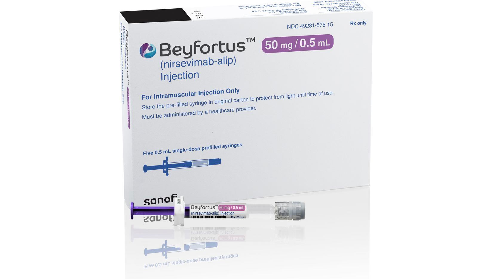 This illustration provided by AstraZeneca depicts packaging for their medication Beyfortus....