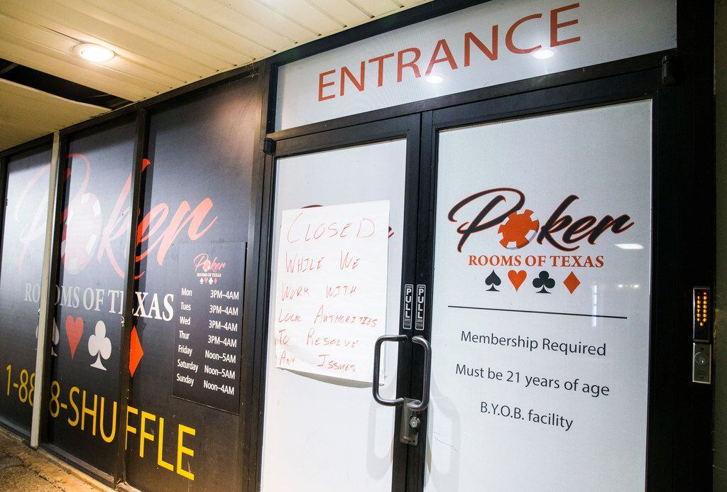 Poker Rooms of Texas, at 3198 W. Parker Road in Plano, remains closed after conversations...