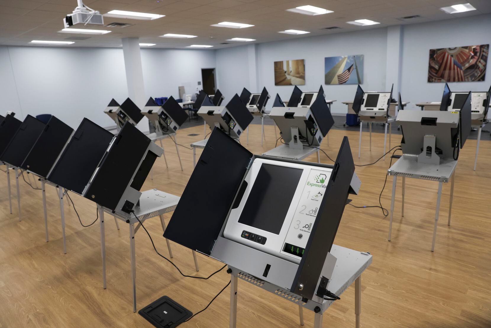 Voting machines, Thursday, Oct. 6, 2022 at Dallas County Election Center in Dallas. 