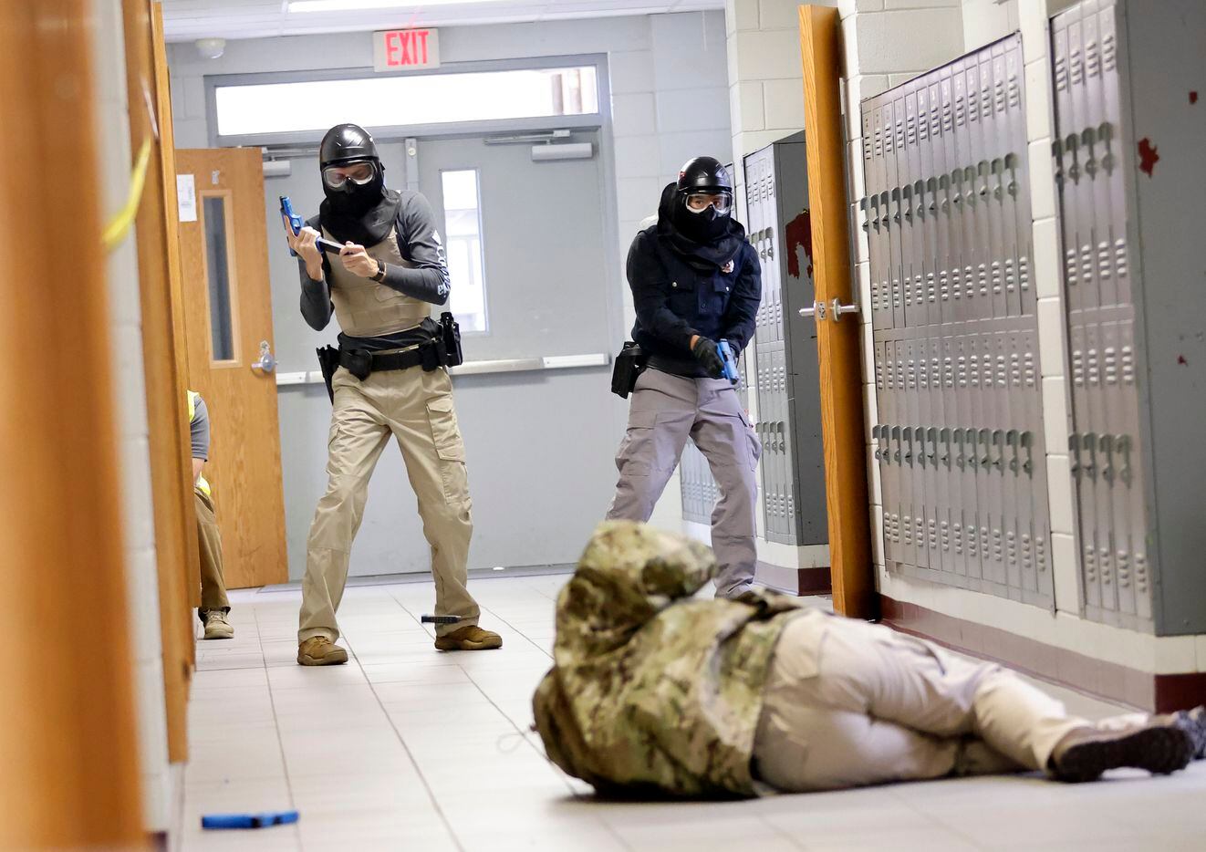 Advanced Law Enforcement Rapid Response Training instructor Troy Dupuy, acting as an active...