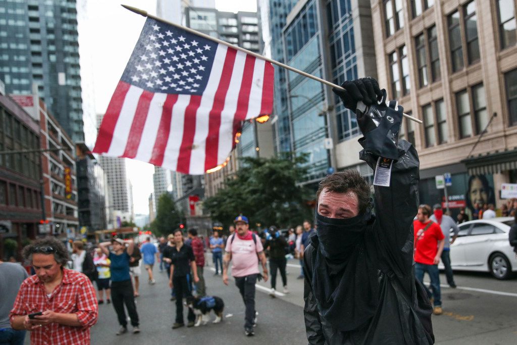 An person burned an American flag last month in Seattle.