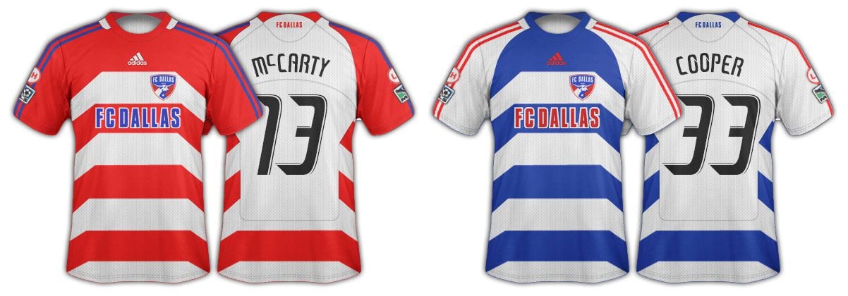 2 FC Dallas soccer club Adidas jerseys 1996 club's first year