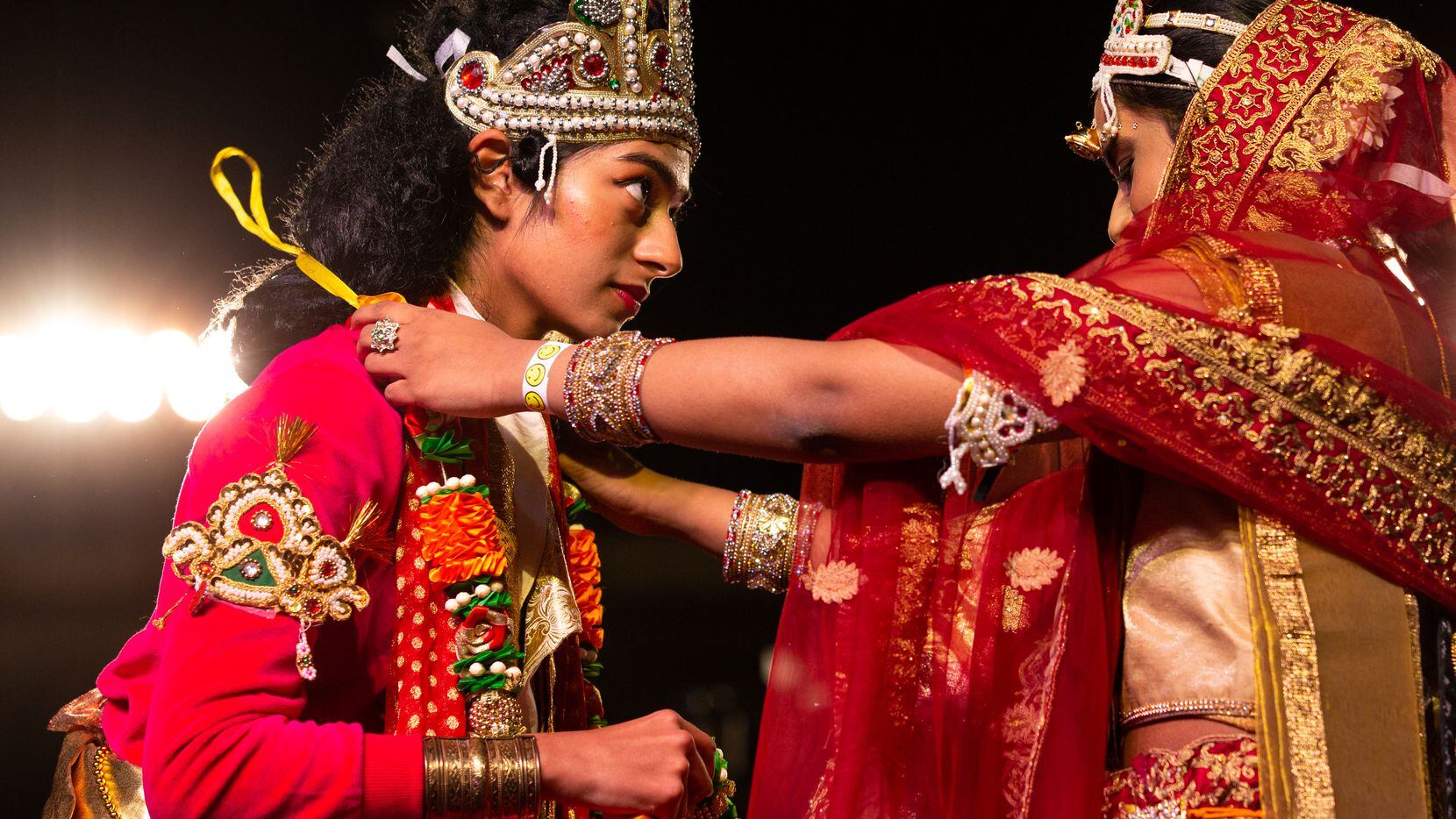 Sixteen-year-old Sanjana Shangle performs Saturday in the Ramlila, a musical drama and dance production that depicts Hindu mythology during Diwali Mela at Fair Park in Dallas.
