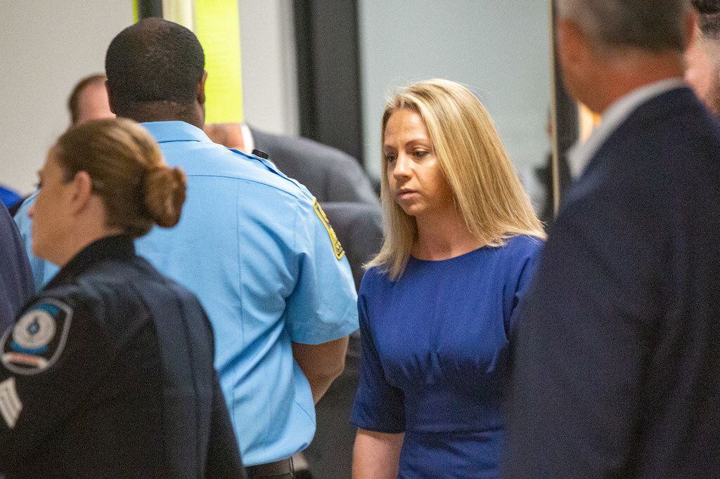 Amber Guyger arrives at the Frank Crowley Courts Building in Dallas Monday morning, September 23, 2019. A former police officer, Guyger, is being tried for shooting an unarmed man, Botham Jean, in his own apartment in 2018. (Lynda M. Gonzalez / The Dallas Morning News)