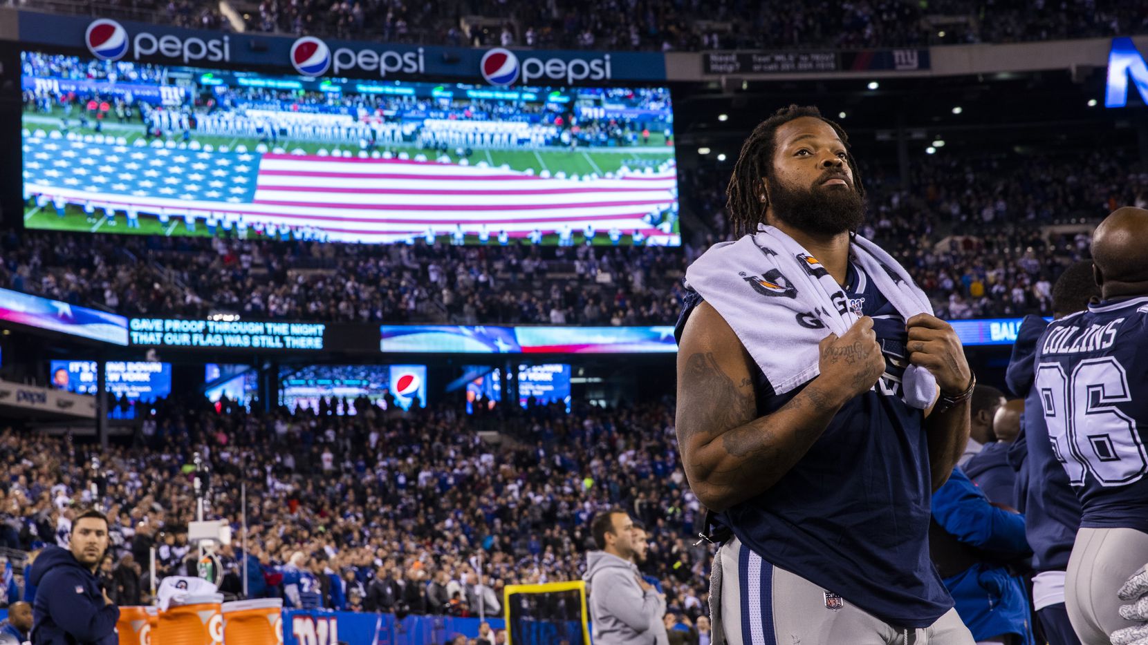 Michael Bennett Stands For The National Anthem Ahead Of