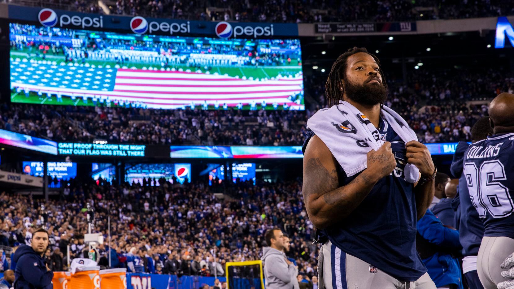 Michael Bennett Stands For The National Anthem Ahead Of