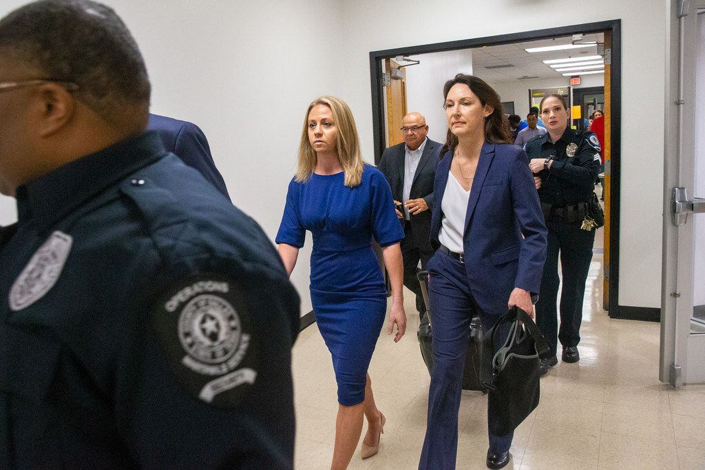 Amber Guyger arrives at the Frank Crowley Courts Building in Dallas Monday morning, September 23, 2019. A former police officer, Guyger, is being tried for shooting an unarmed man, Botham Jean, in his own apartment in 2018. (Lynda M. Gonzalez / The Dallas Morning News)