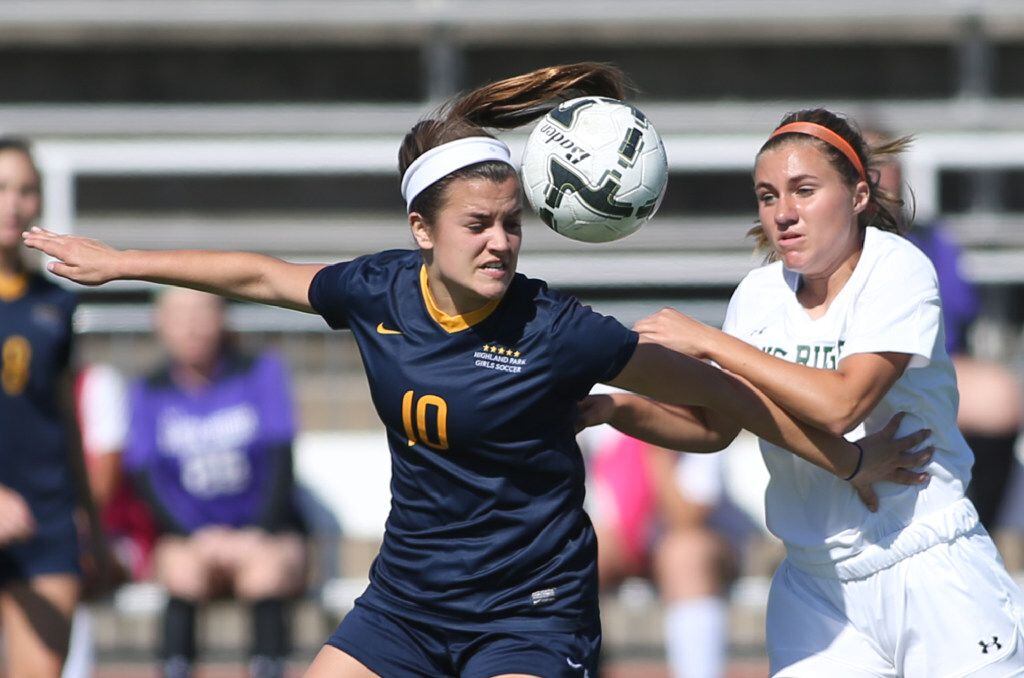 Highland Park's Presley Echols (left) tied for second in the Dallas area in goals with 40....