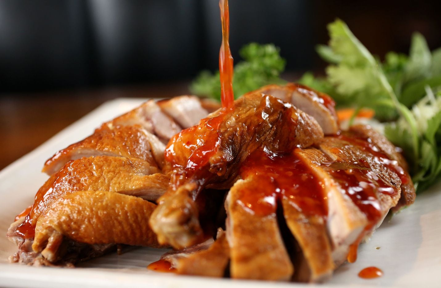 Taiwanese smoked duck at Yama Izakaya and Sushi Legacy, a Japanese restaurant that features an entire Taiwanese menu prepared by a Taiwanese chef, Hsiu Fu "Allen" Hsu.  (Rose Baca/Staff Photographer)