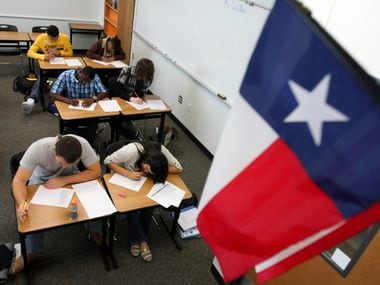 Students at Lone Star High School in Frisco wrote English essays during a practice test in February 2011.