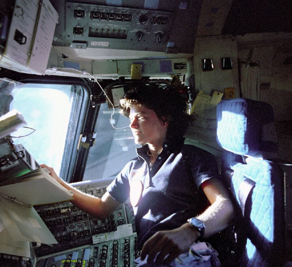 In this June 1983 photo released by NASA, astronaut Sally Ride, a specialist on shuttle...