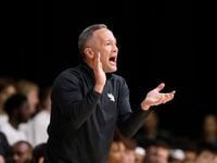 North Texas head coach Grant McCasland directs his team against UAB during the first half of...