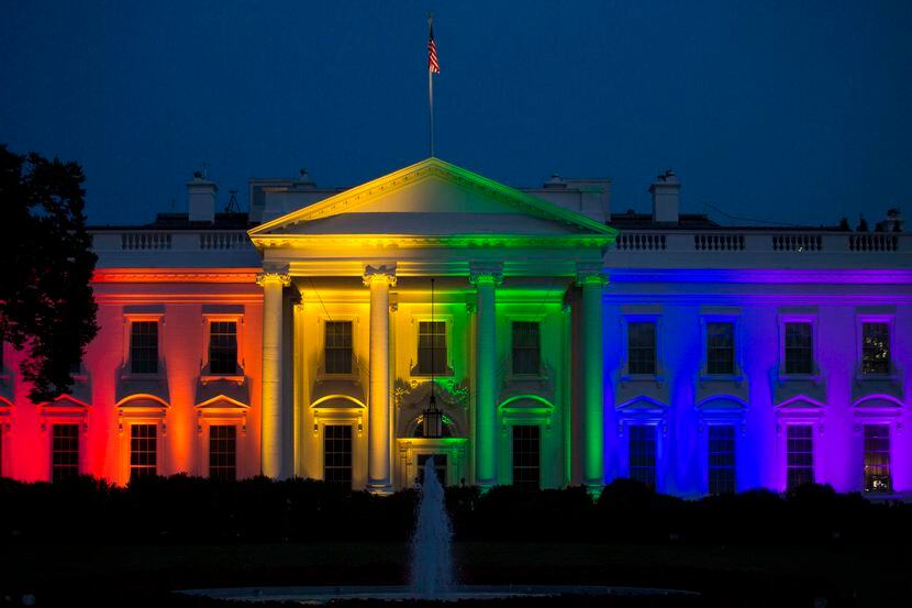 The White House stands illuminated in rainbow colored light after the Supreme Court ruling...