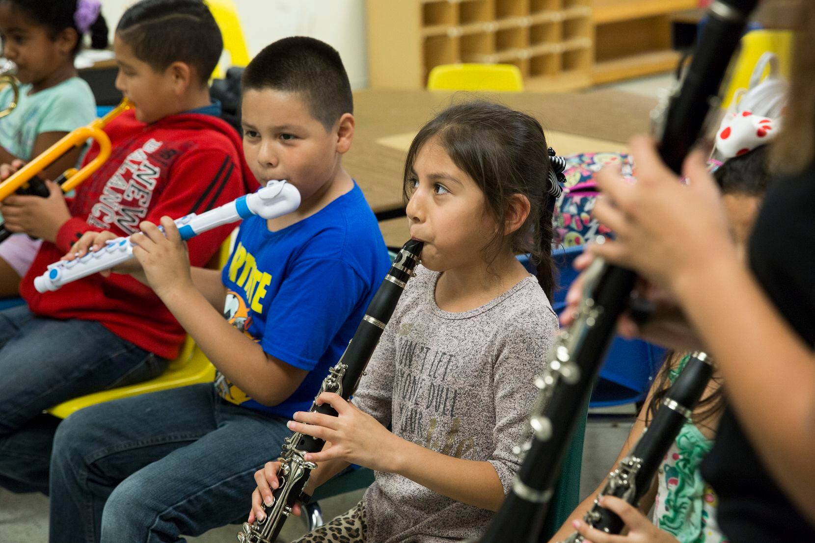 Young Musicians students learn woodwind instruments at Silberstein Elementary