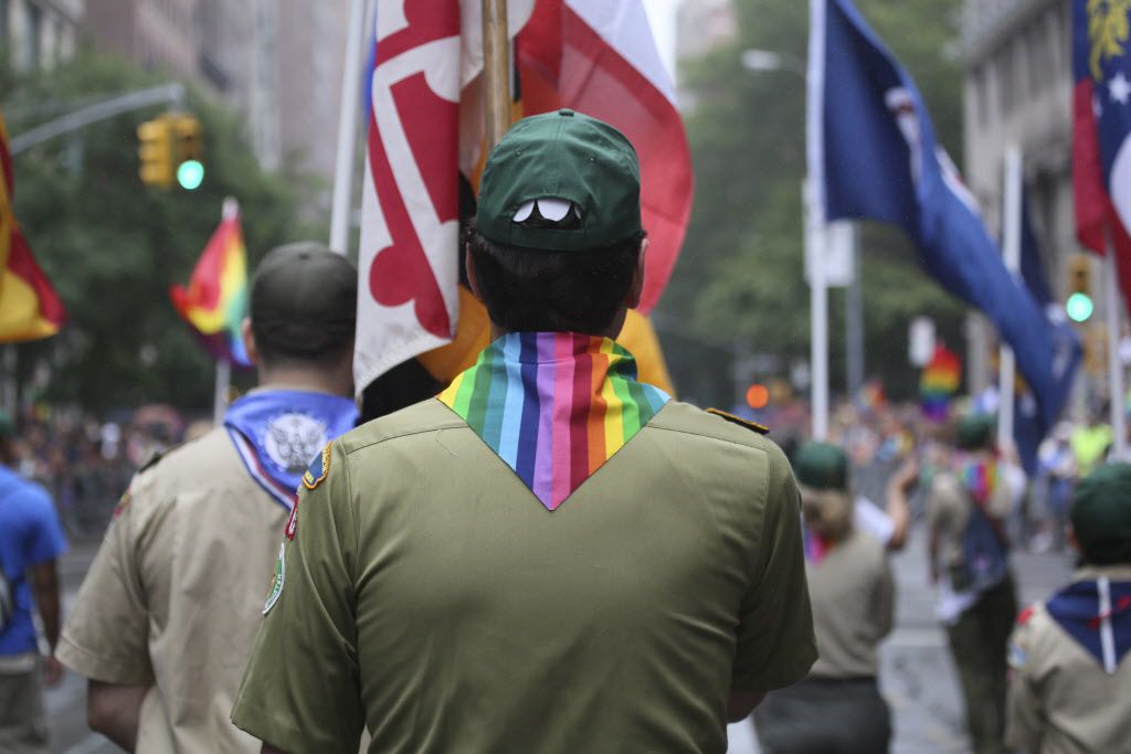  FILE-- Boy Scouts participate in New York City's annual gay pride parade, June 28, 2015....