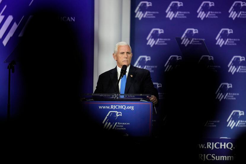 Republican presidential candidate and former Vice President Mike Pence speaks at an annual...