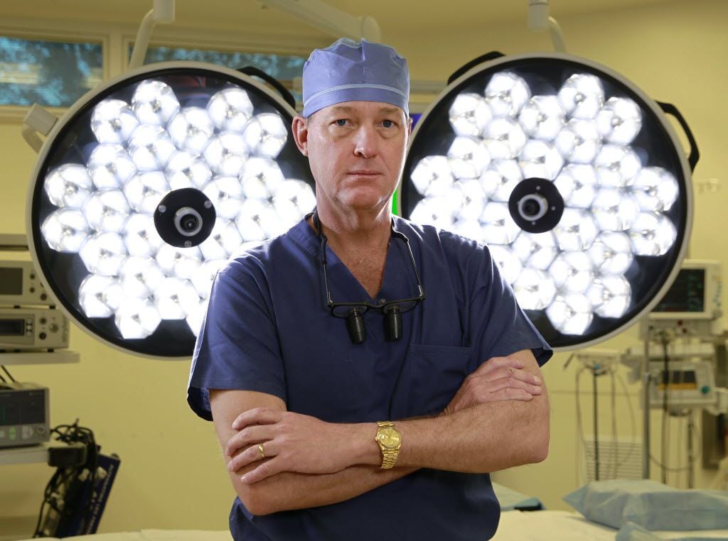 Dallas Surgeon, Dr. Randall Kirby stands in an operating room at Forest Park Medical Center...