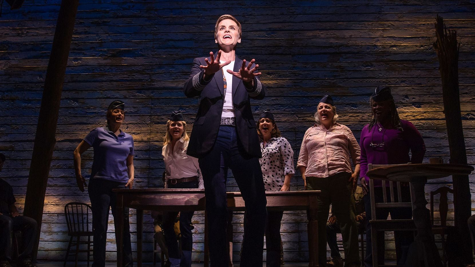 Jenn Colella and the cast of 'Come From Away,' one of the 2017 nominees for Best Musical in...