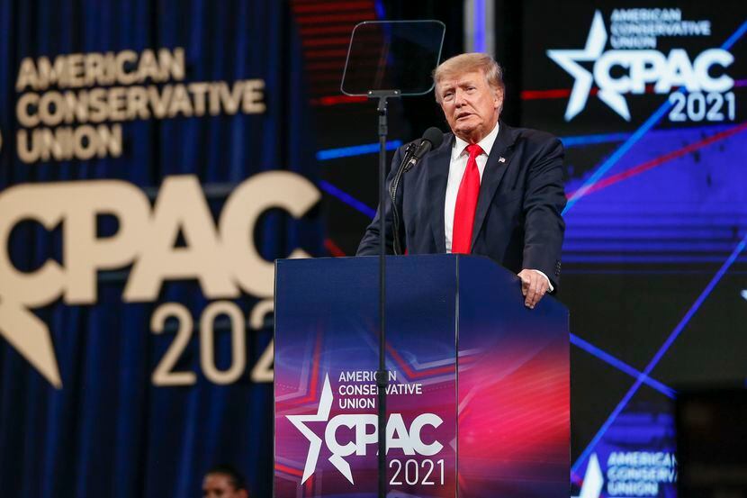 Former president Donald Trump spoke at the Conservative Political Action Conference on...