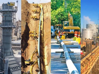 Specialty construction firm Primoris is especially active in building pipelines and facilities for the energy industry. This image from its most recent investor presentation gives a sampling of its projects.
