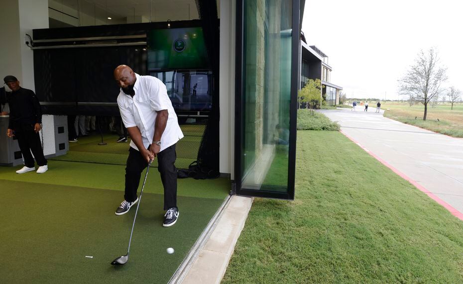 Former Dallas Cowboys player, Ed “Too Tall” Jones takes a ceremonial tee shot during the...