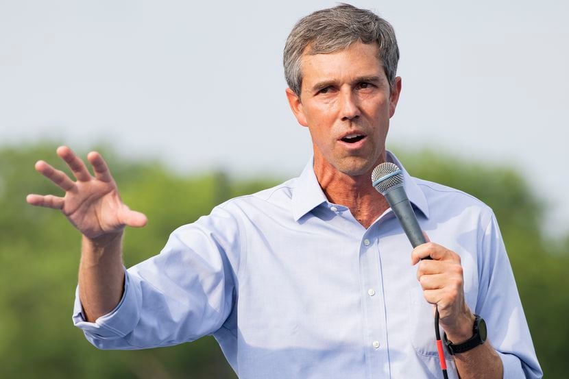 Former congressman Beto O'Rourke speaks during his For the People, The Texas Drive for...