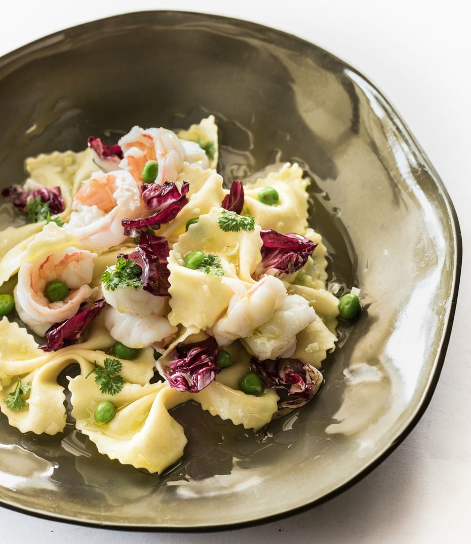 Among Sprezza's pasta dishes was farfalle with white shrimp, radicchio, green garlic,...