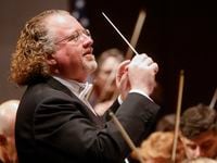 Conductor Stéphane Denève leads the Dallas Symphony Orchestra at the Meyerson Symphony...