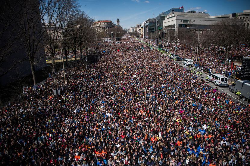 An estimated 800,000 protesters packed the U.S. capital's streets for the March for Our...