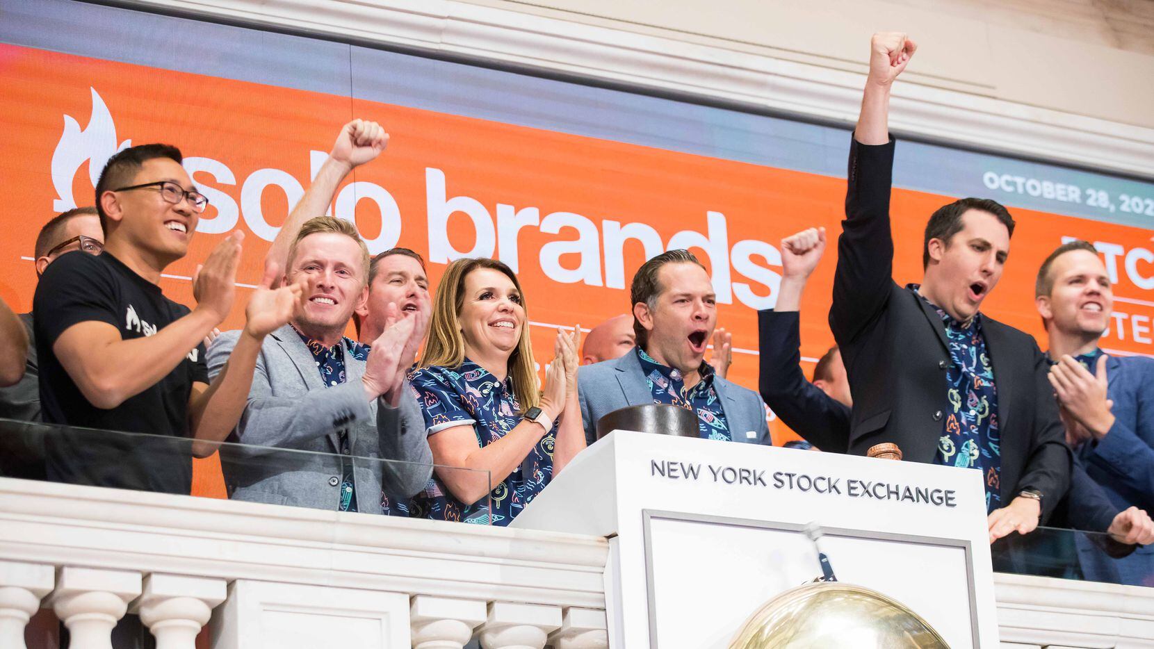 North Texas' Solo Brands rings the NYSE bell to kick off trading on Thursday in celebration...