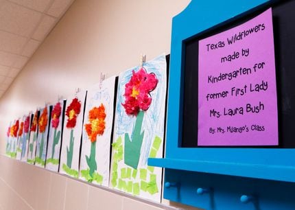 Texas wildflower artwork created by a kindergarten class for former President George W. Bush...