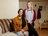 Resident Bree Dobbins, left, and and Silver Linings Sober Living co-founder Lizzie Butler on...