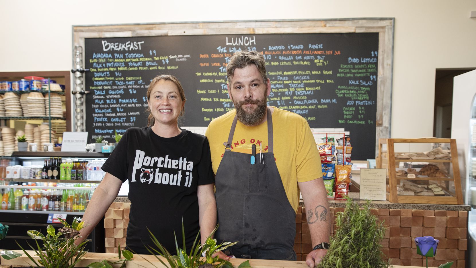 Co-owners Stephanie Gilewicz and Brent Gilewicz at their deli Brown Bag Provisions in...
