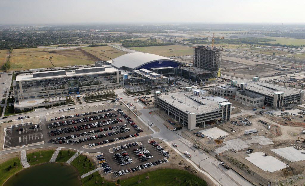 Construction continues on Frisco's multi-use event center at The Star, the new Dallas...