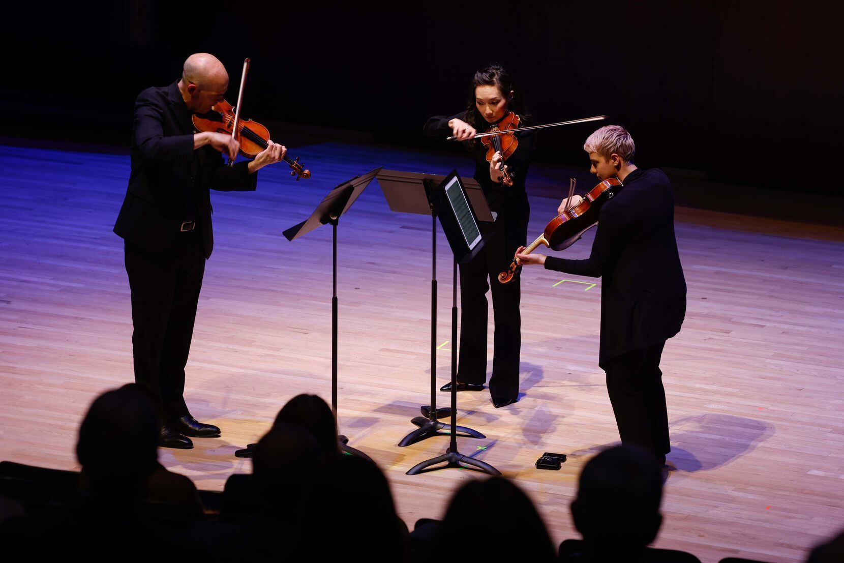 From left Dallas Symphony Chamber Players, Alexander Kerr, violin, Eunice Keem, violin, and...