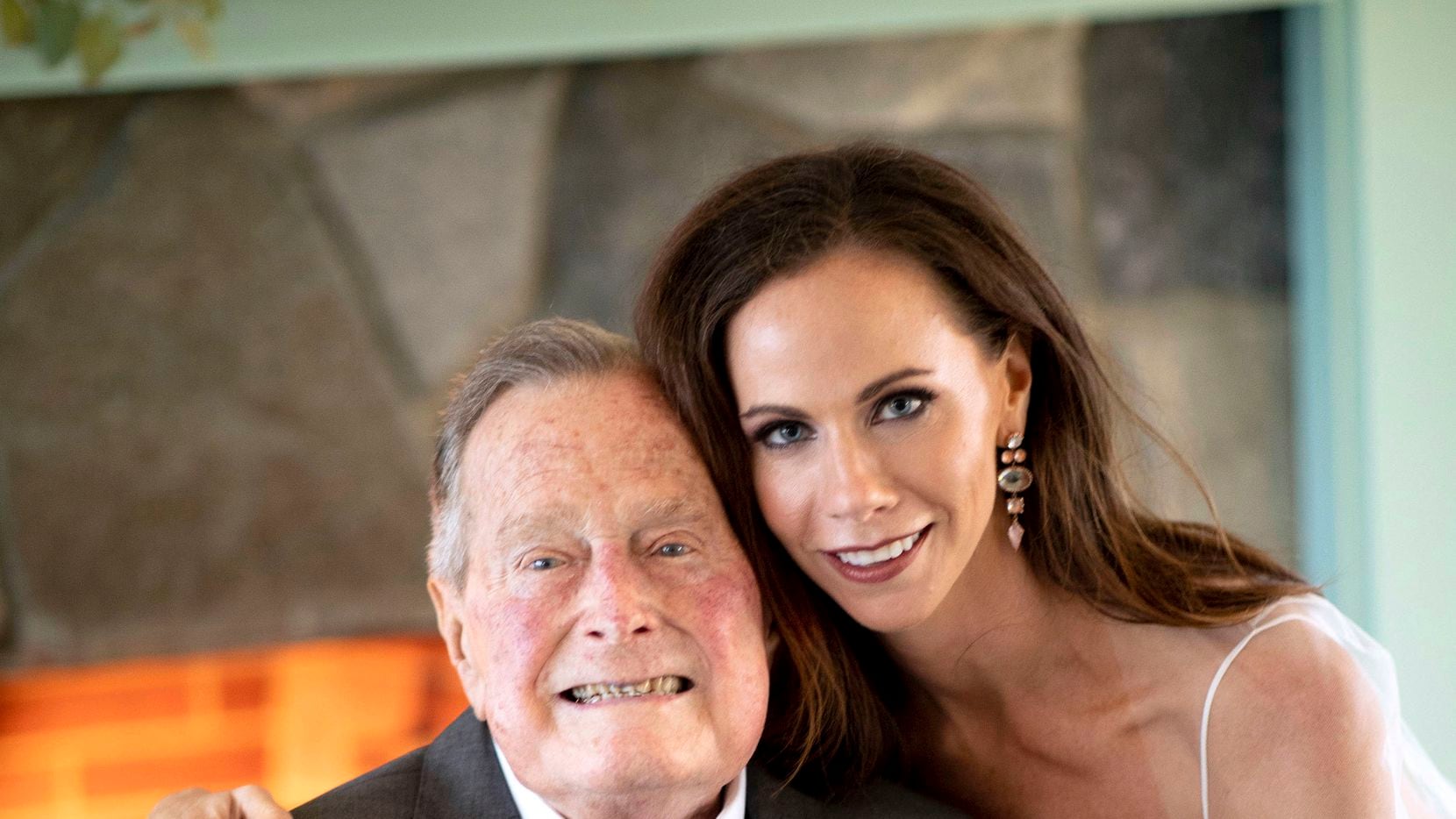 Barbara Bush and her grandfather, Pres. George H. W. Bush, on Barbara's wedding day. 
