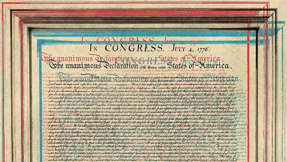 An 1831 print of the Declaration of Independence is on display at the George W. Bush...